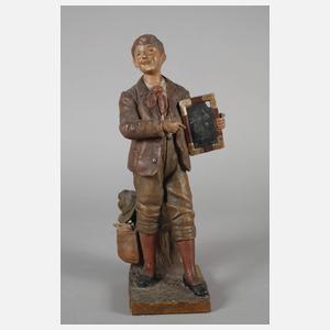 Goldscheider Wien Schuljunge mit Bilderrätsel