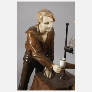 Goldscheider Wien figürliche Salonlampe