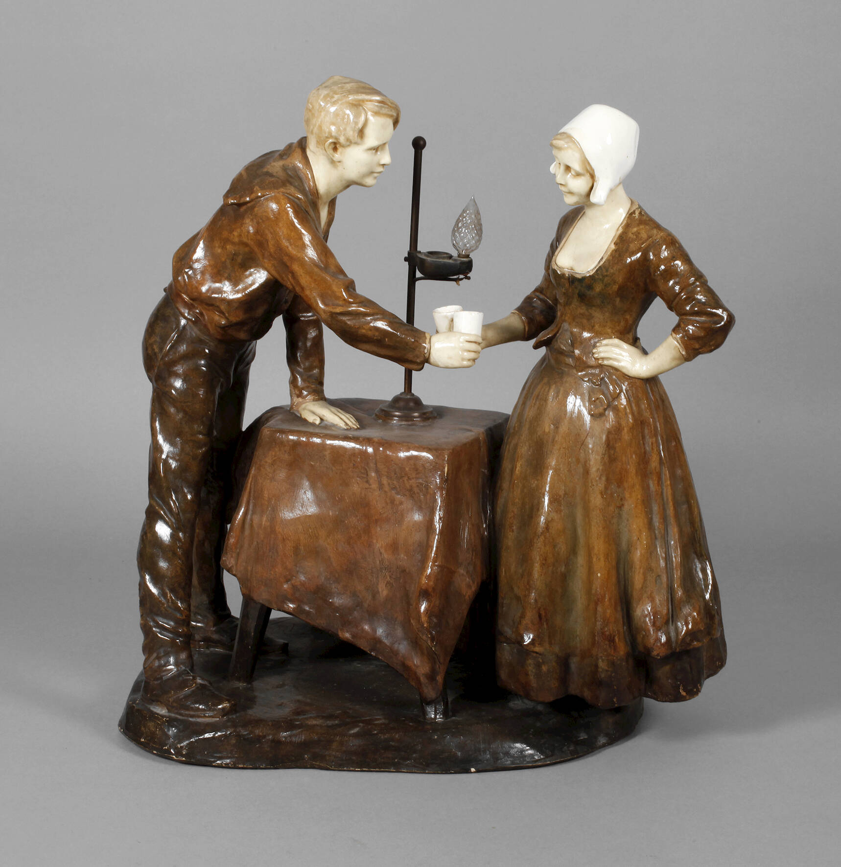 Goldscheider Wien figürliche Salonlampe