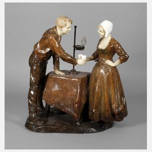 Goldscheider Wien figürliche Salonlampe