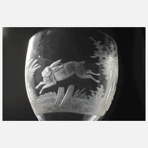 Sieben jagdliche Likörgläser