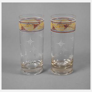 Paar Bierstangen Emaillemalerei