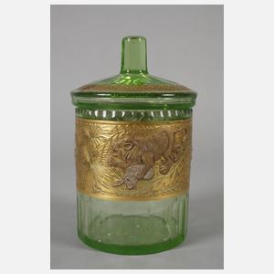 Deckeldose mit Goldrelief