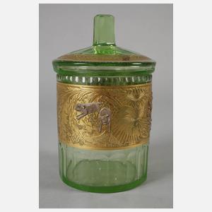 Deckeldose mit Goldrelief