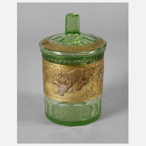 Deckeldose mit Goldrelief