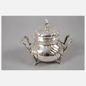 Zucker-/Sahneset Silber sowie Fußschale