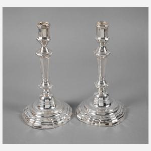Paar versilberte Biedermeierleuchter