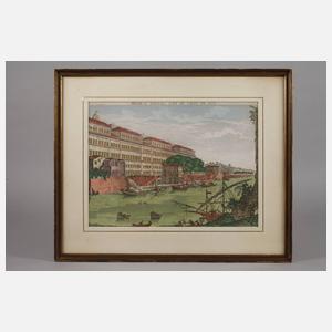 Guckkastenblatt Hafen von Ripa Grande in Rom