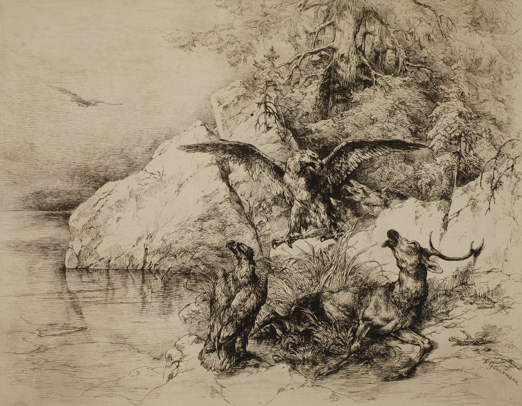 Friedrich Gauermann, Verendender Hirsch