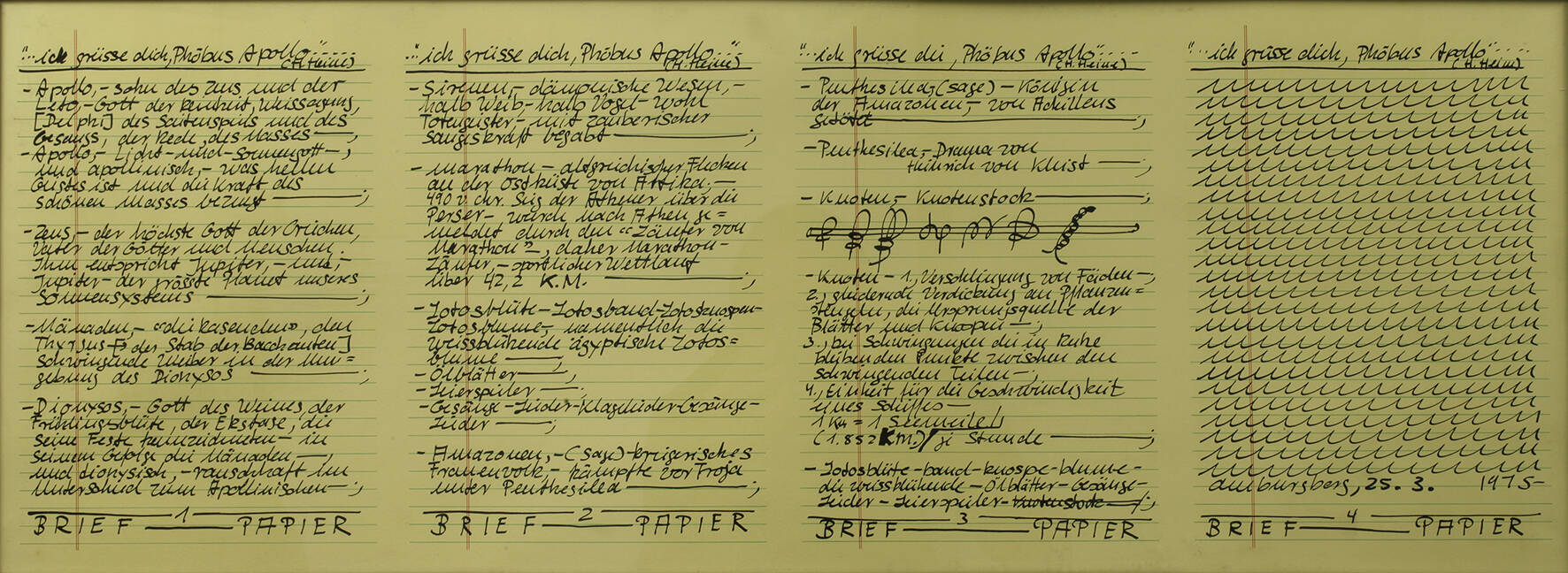 Hanne Darboven, aus "Aufzeichnungen"