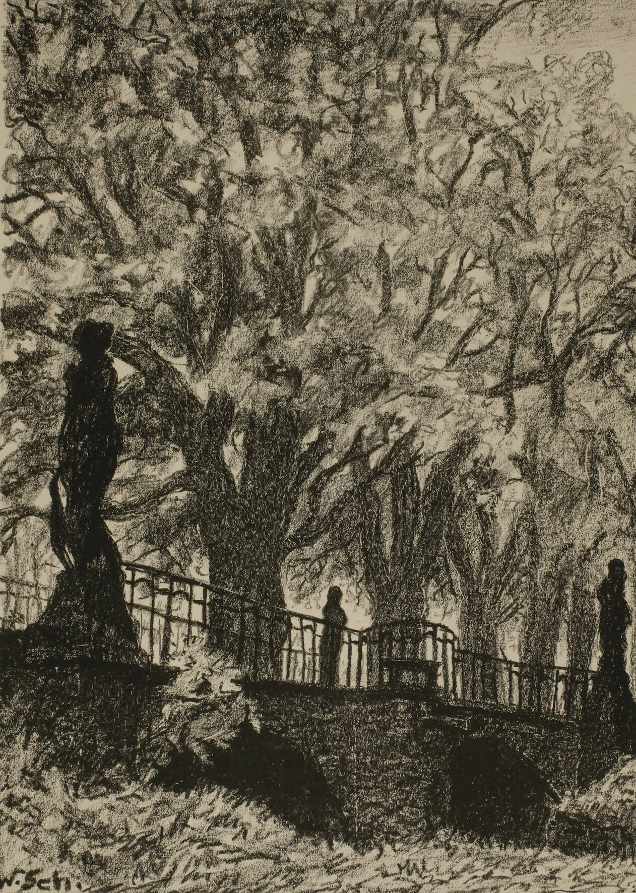 Wilhelm Schmurr, attr., An der Brücke im Park