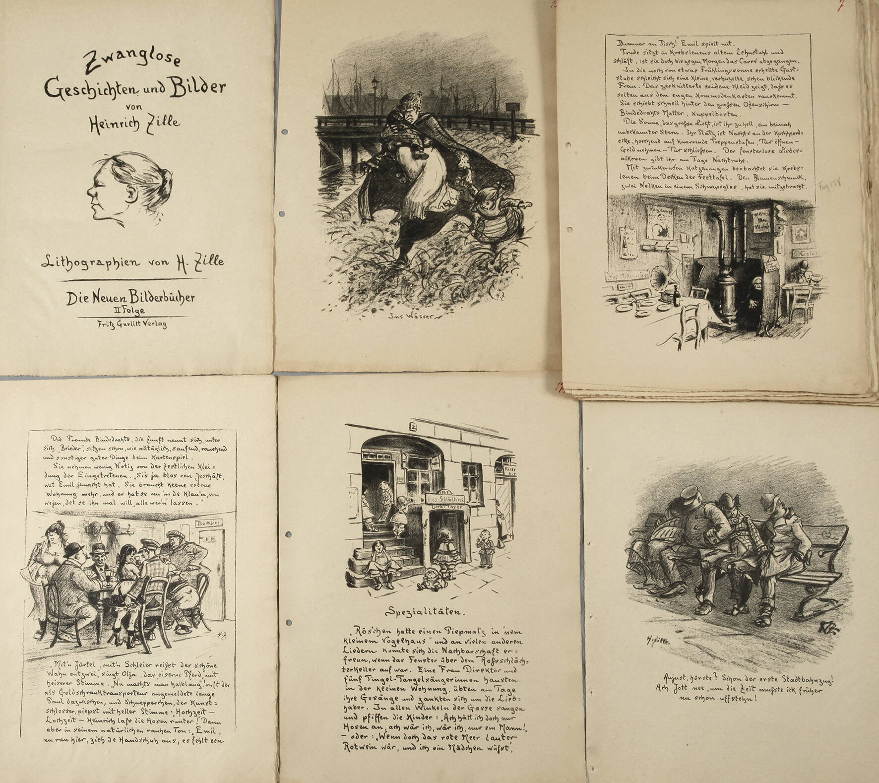Prof. Heinrich Zille, Konvolut Lithografien
