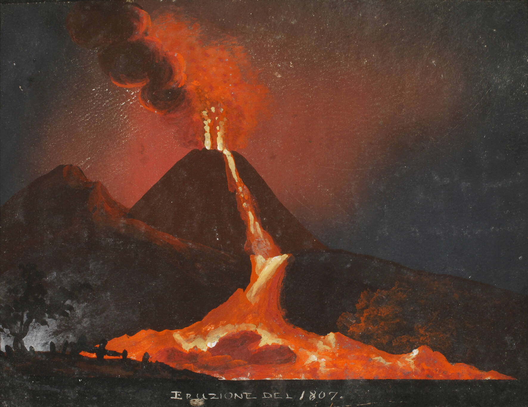 Vulkanausbruch bei Nacht