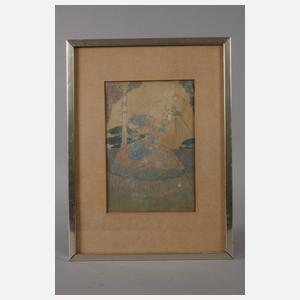 René Bull, Rokokodame mit Papagei