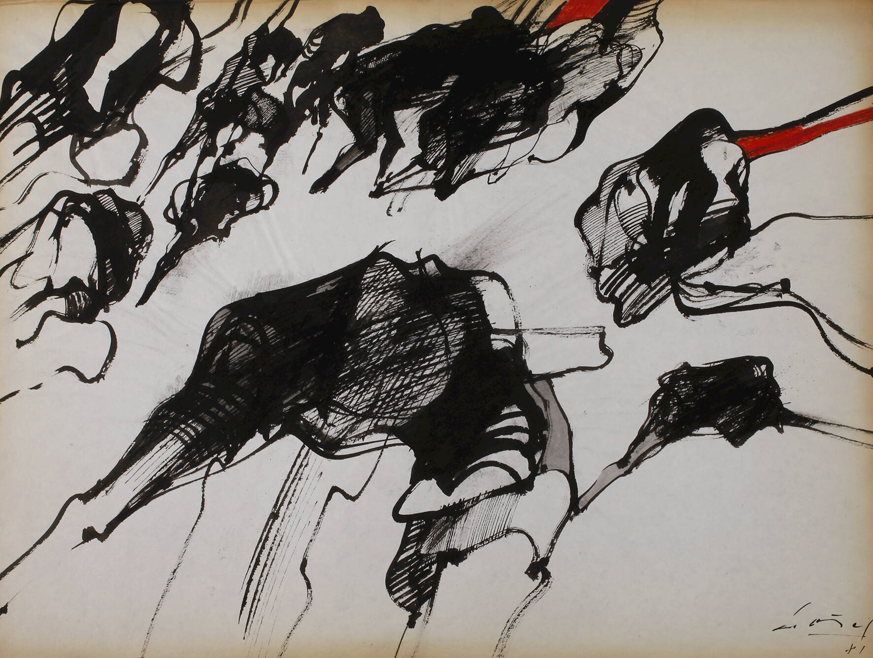 Peter Dotrel, Abstrakte Komposition mit Rot