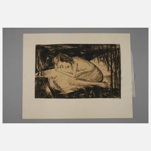 E. Pernice, attr., Frau mit Vogel