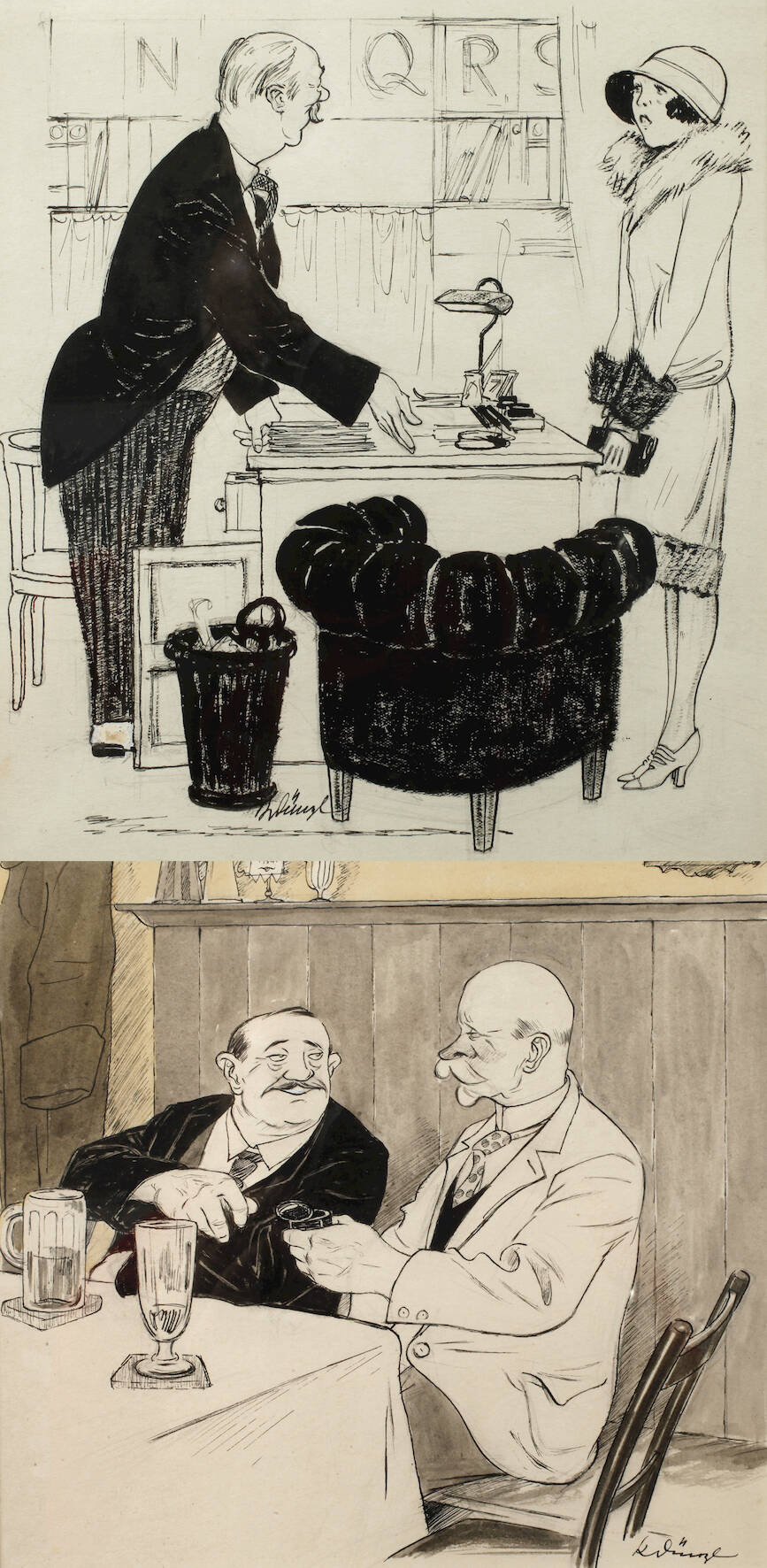 Josef Dünzl, Paar Illustrationszeichnungen