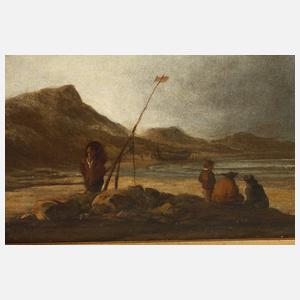 Strandszene mit Schiffen