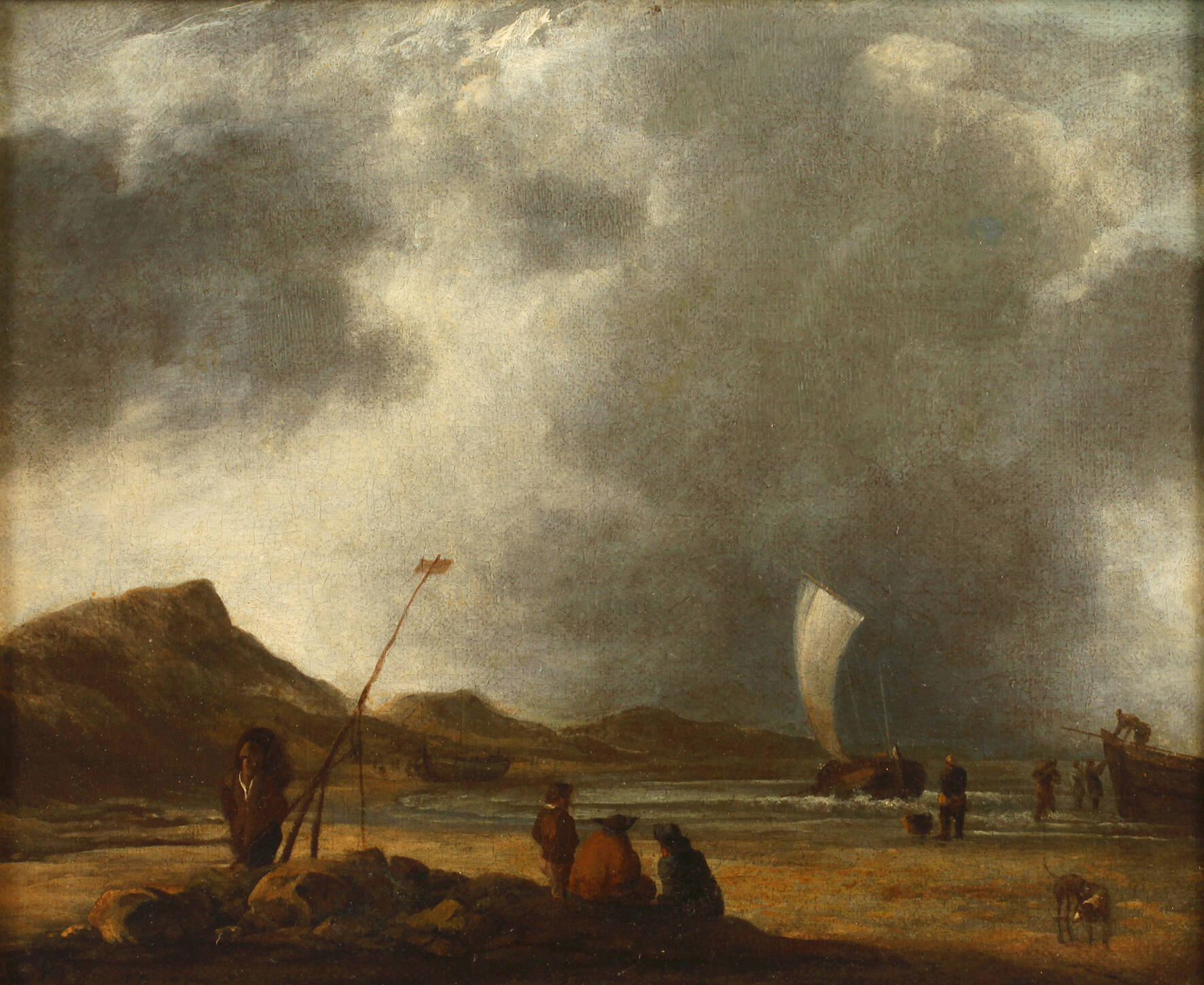 Strandszene mit Schiffen