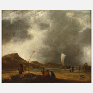 Strandszene mit Schiffen