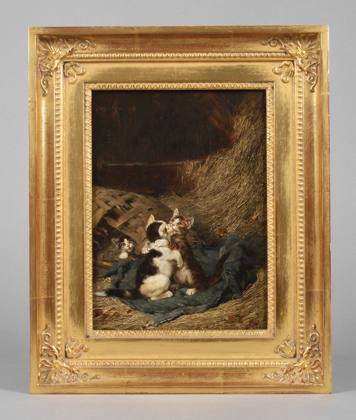 Prof. Julius Adam II, Drei Katzen im Stroh