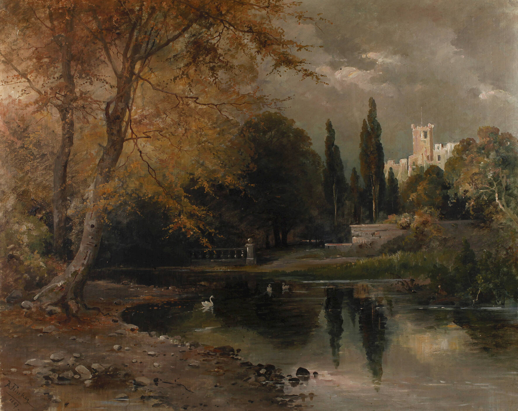 August Flinker, Im Schlosspark