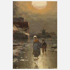 Johann Jungblut, attr. "Winter am Niederrhein"