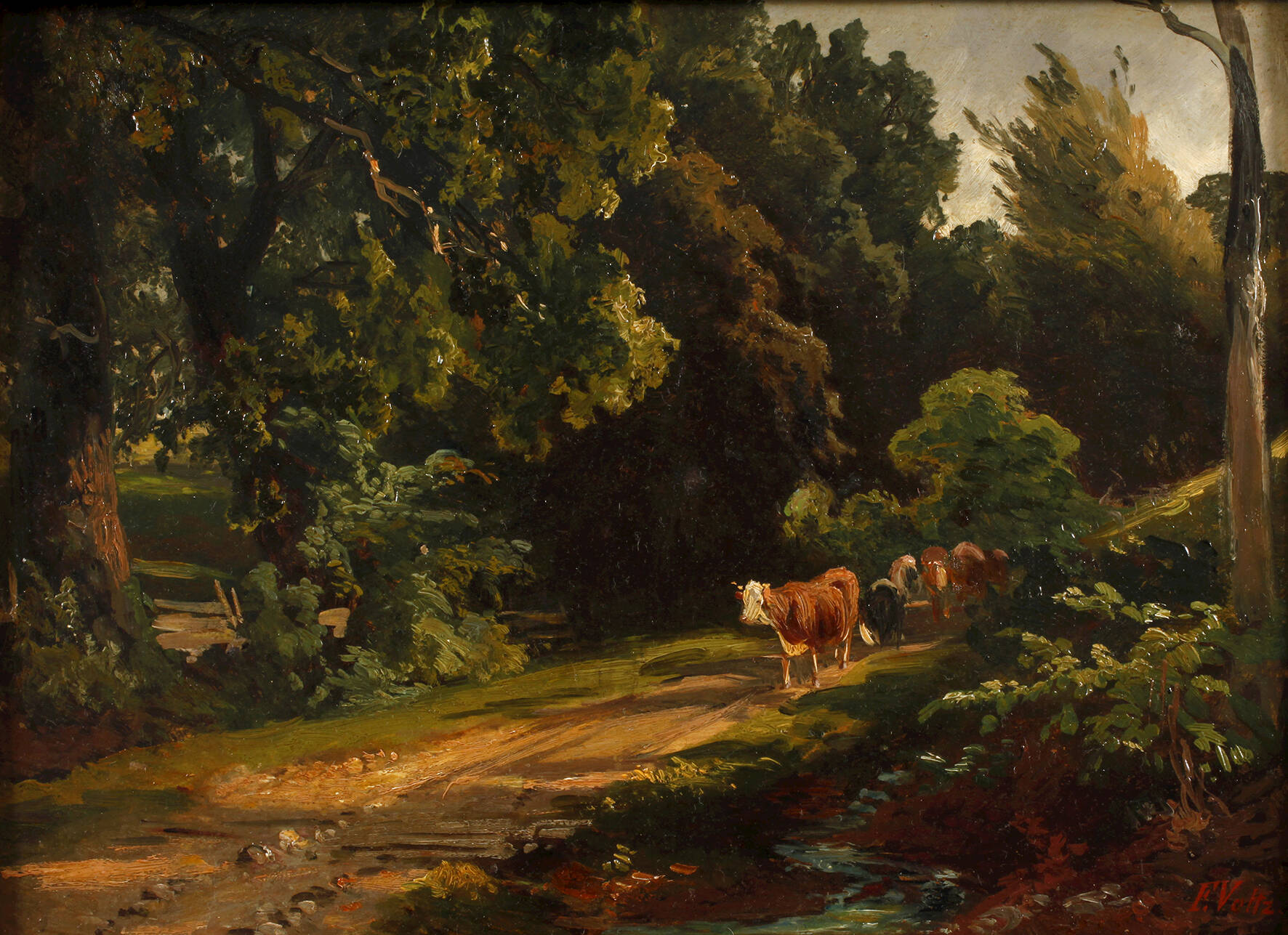 Prof. Friedrich Volz, Waldweg mit Kühen