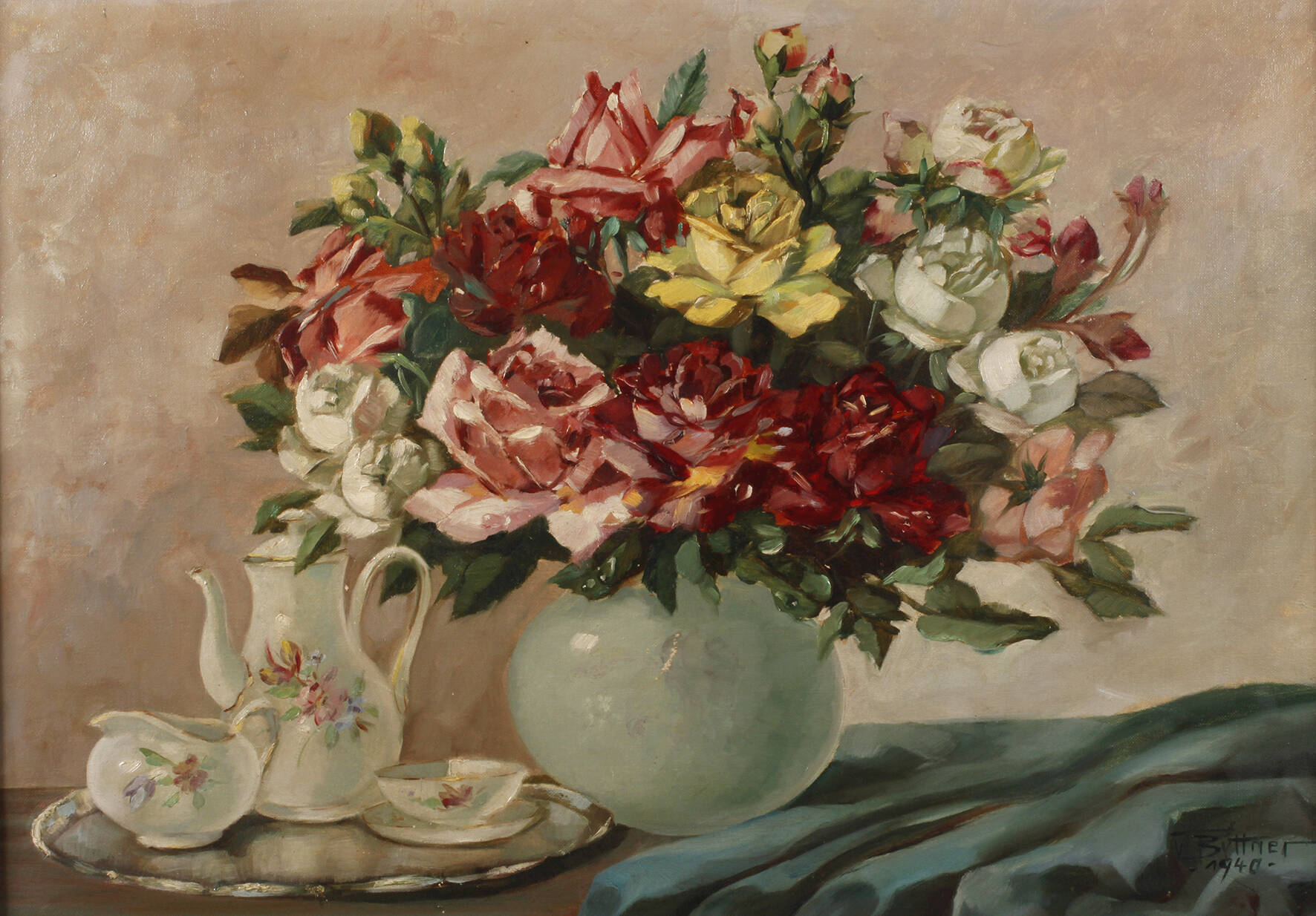 W. Büttner, Stillleben mit Kernstück