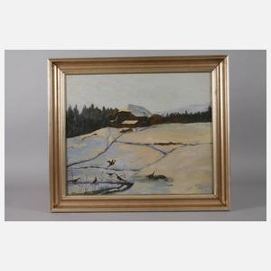 Adolf Chelius, Fasane in verschneiter Landschaft