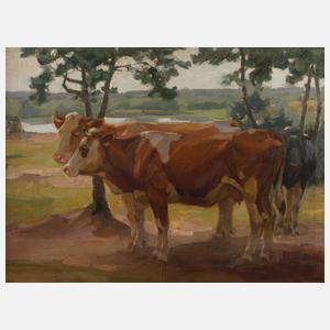 Franz Elmiger, "Kühe im Freien"