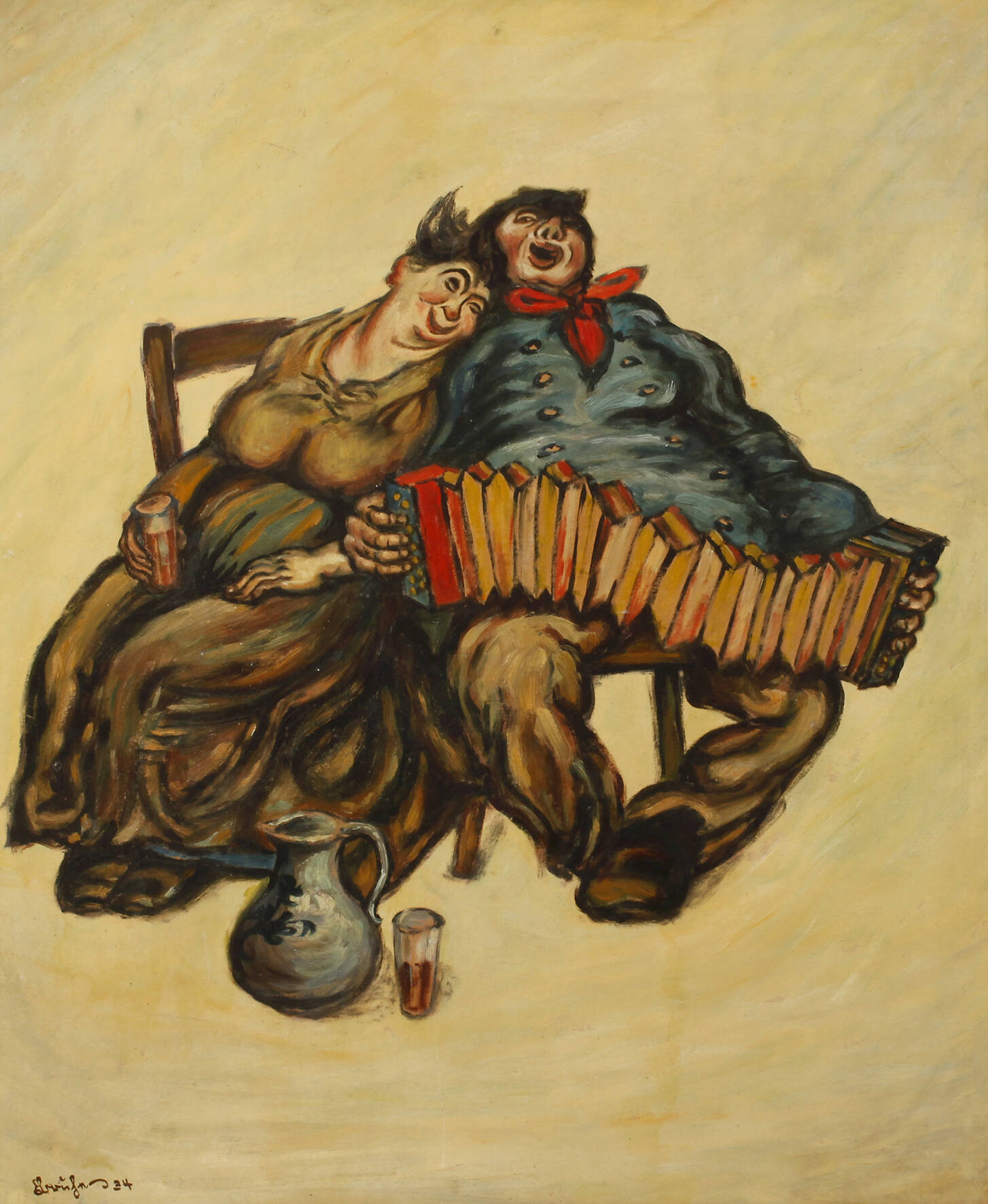 Bruno Hecker, Weinseliges Liebespaar