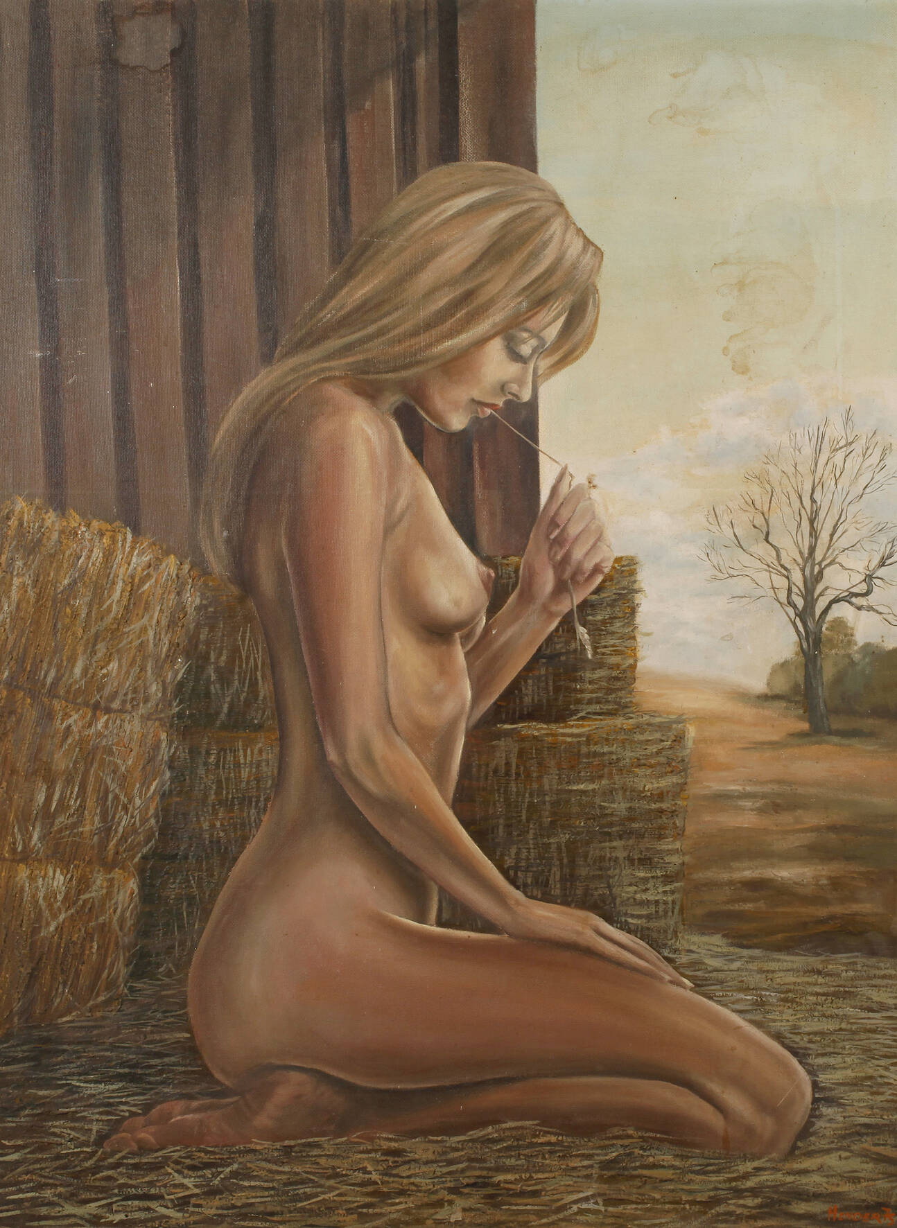 Hender, Frauenakt im Stroh