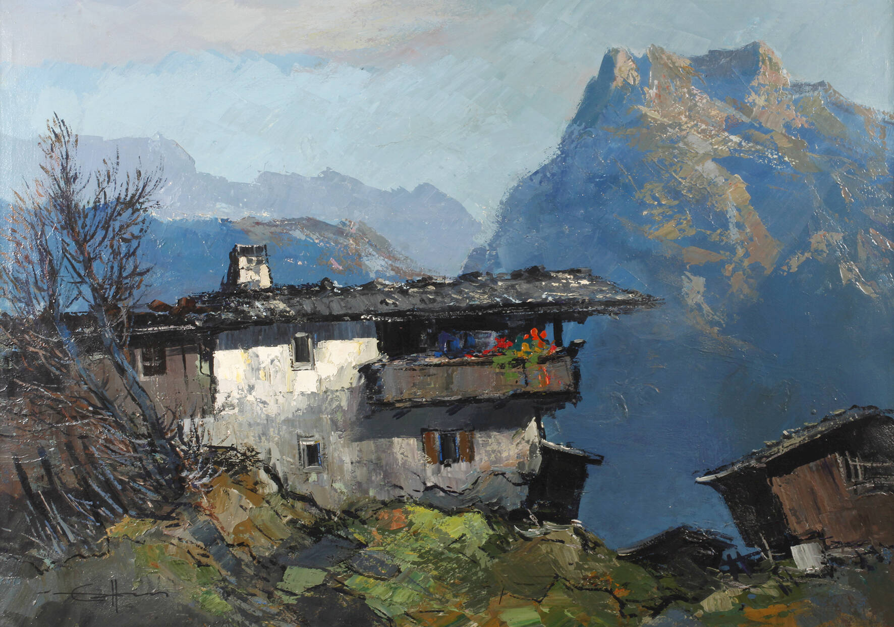 Ewald Hess, Berghütte im Sonnenlicht