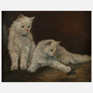 Prof. Arthur Heyer, Zwei Katzen mit Hirschkäfer