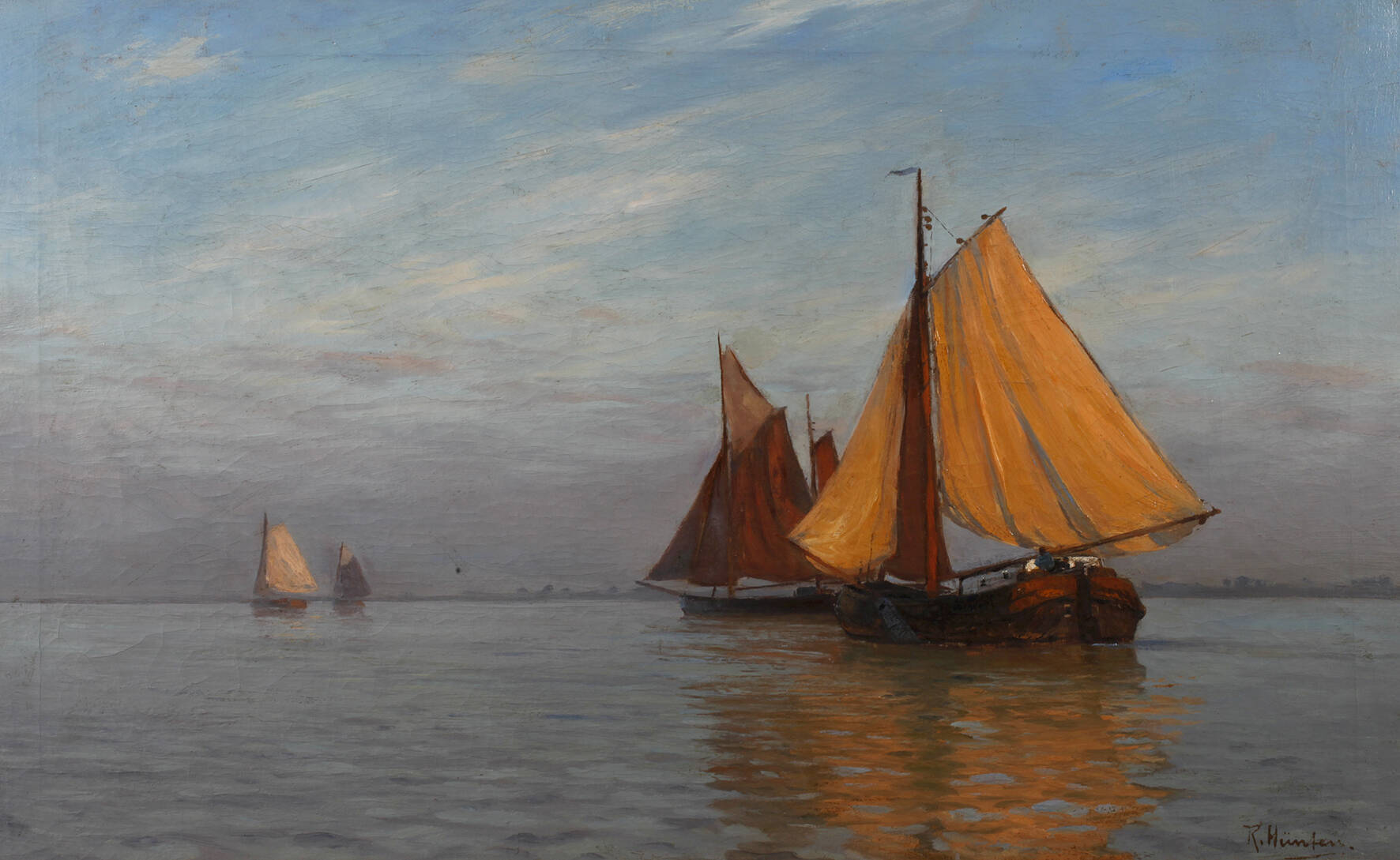 Richard Hünten, Segelboote auf stiller See