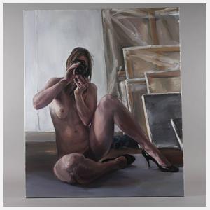Corinna Weiner, Selbstbildnis als Akt mit Fotoapparat