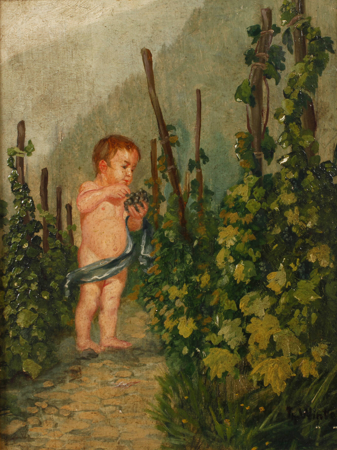 Winter, Putto im Weinberg