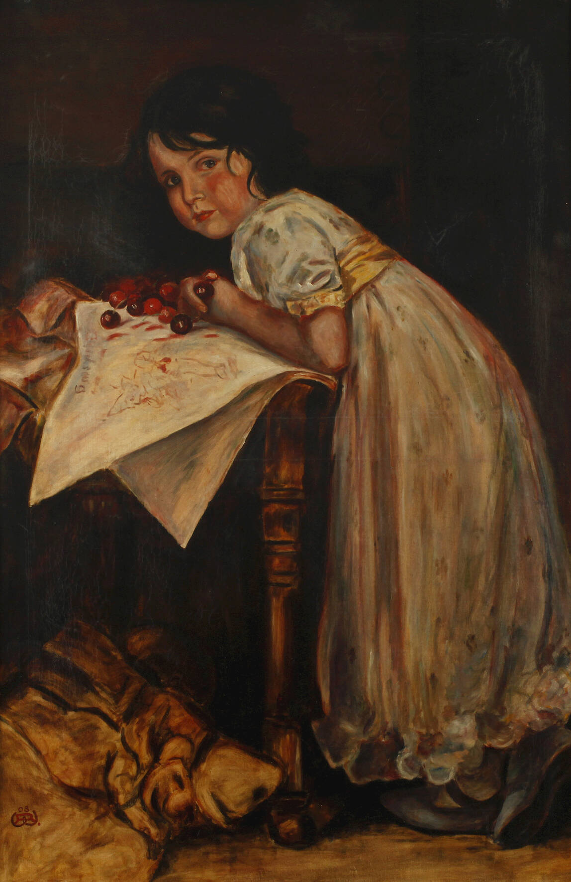 Rudolf Wünsch, attr., Mädchen mit Kirschen