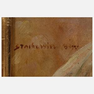 Bäuerin mit Blütenzweigen