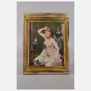 Damenakt bei der Toilette