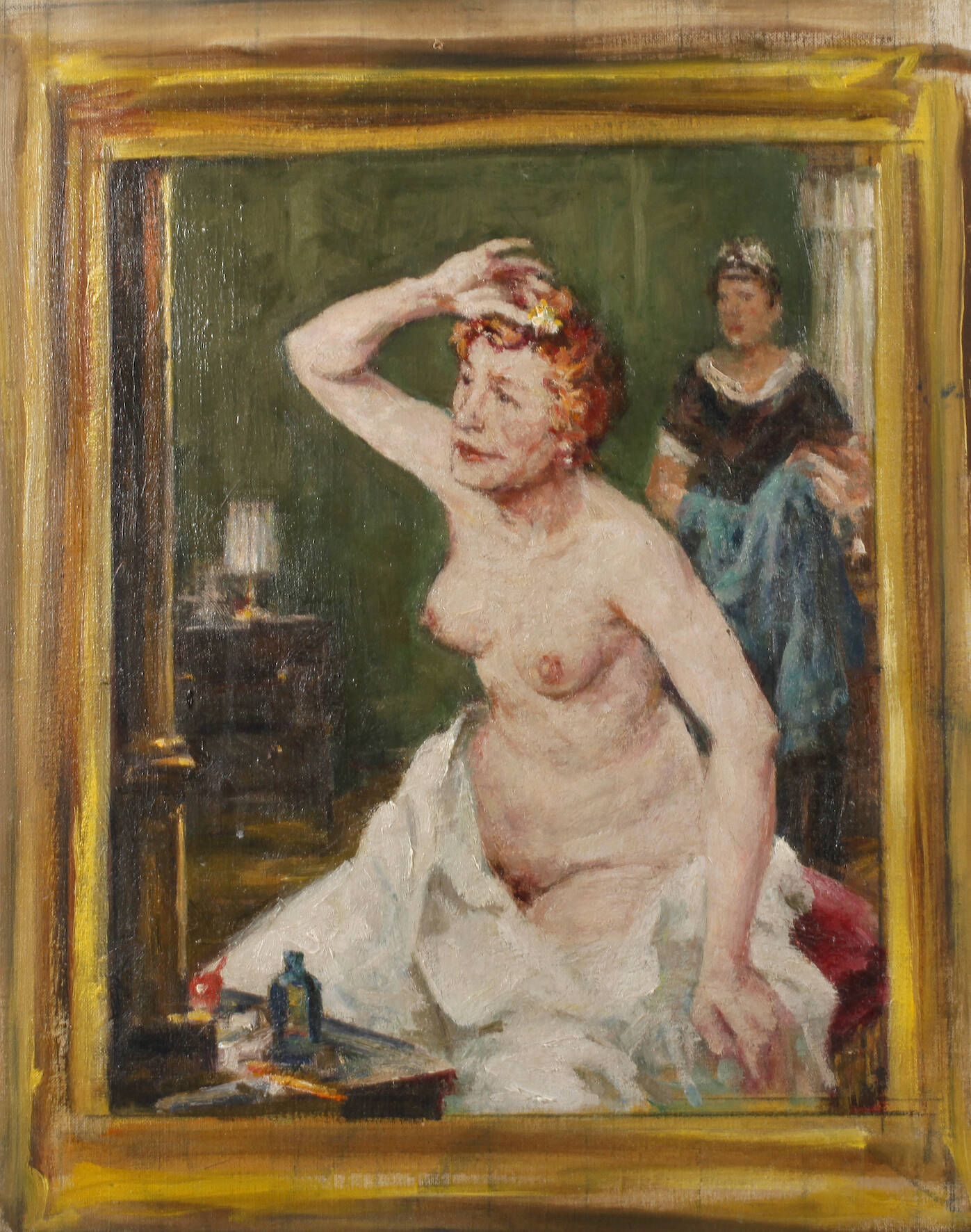 Damenakt bei der Toilette