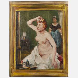 Damenakt bei der Toilette