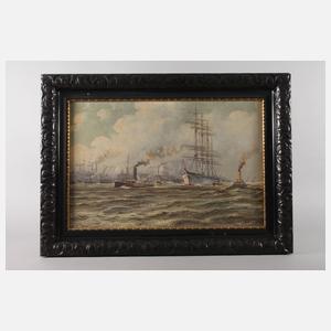 Einlaufender Segler im Hamburger Hafen