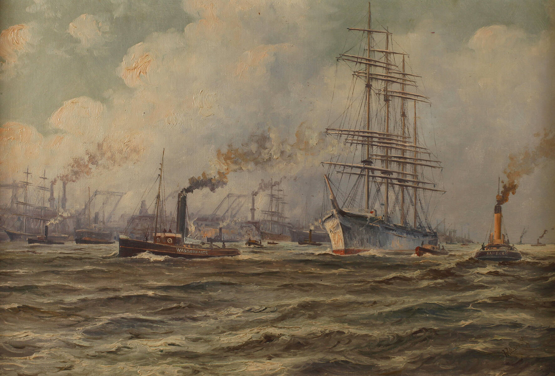 Einlaufender Segler im Hamburger Hafen