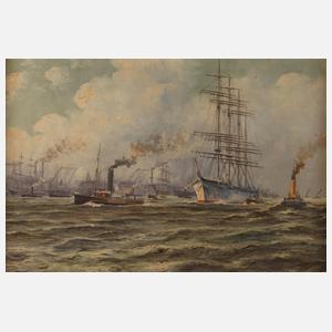 Einlaufender Segler im Hamburger Hafen