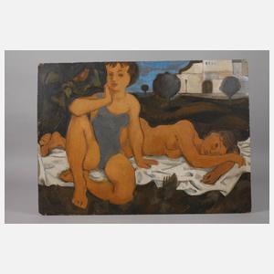 Frauenakte in Sommerlandschaft