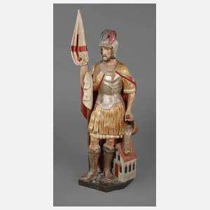 Geschnitzte Heiligenfigur St. Florian