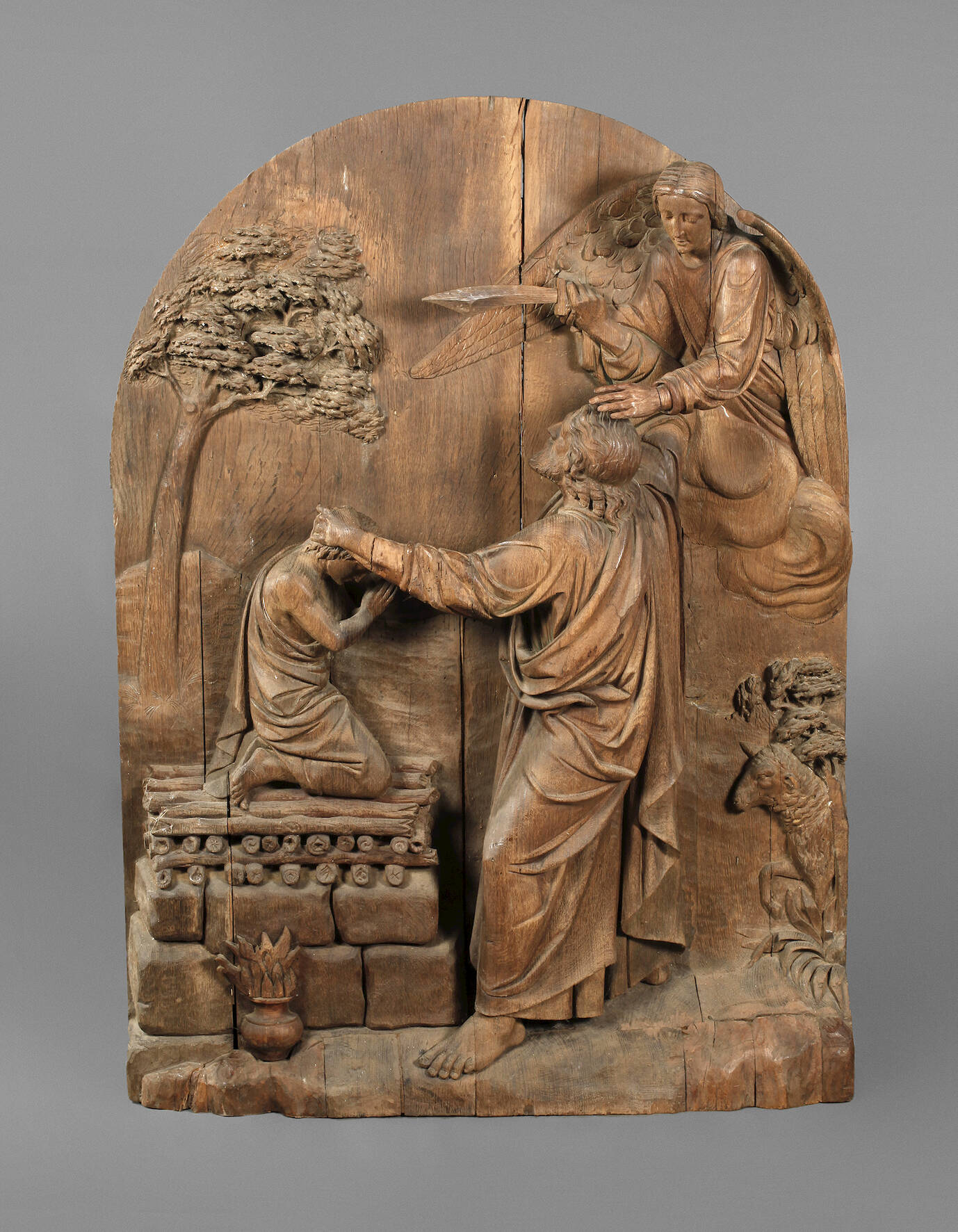 Große Reliefschnitzerei Opferung Isaaks