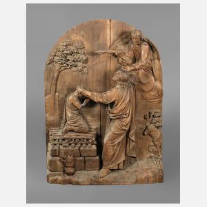 Große Reliefschnitzerei Opferung Isaaks